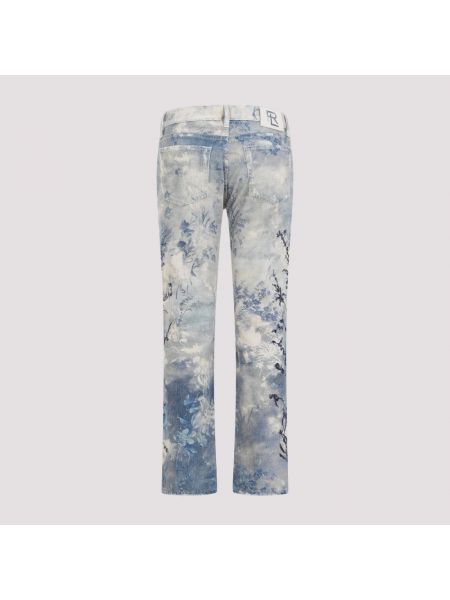 Proste jeansy w kwiatki Ralph Lauren niebieskie