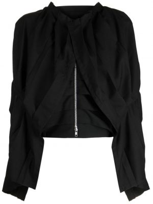 Plisovaná bunda na zips Yohji Yamamoto čierna