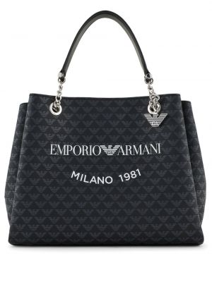 Τσάντα shopper με σχέδιο Emporio Armani μαύρο