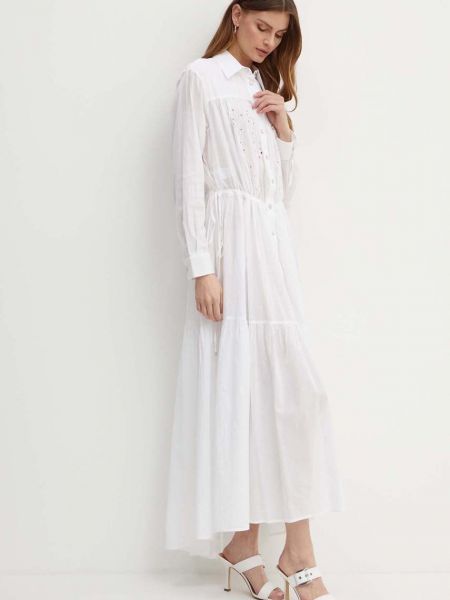 Pamučna maksi haljina Pinko bijela