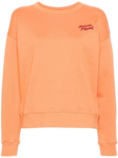 Sweatshirt mit stickerei aus baumwoll Maison Kitsuné orange