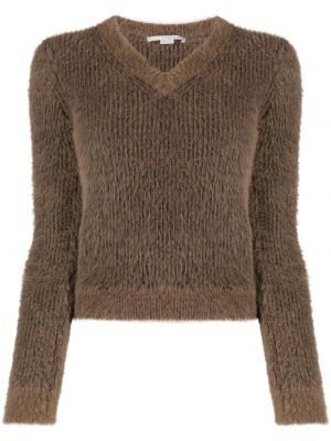 Pletený sveter s výstrihom do v Stella Mccartney hnedá