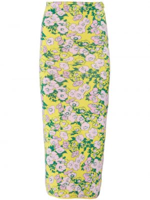 Плетена пола на цветя с принт Carolina Herrera жълто