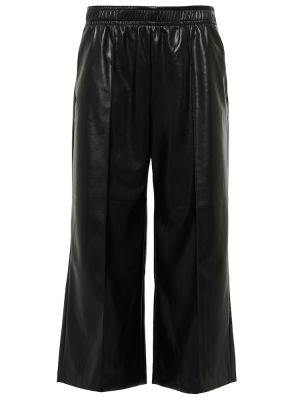 Zamatové kožené culottes nohavice z ekologickej kože Velvet čierna