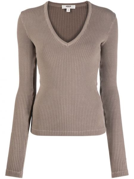 Пуловер с v-образно деколте Agolde сиво