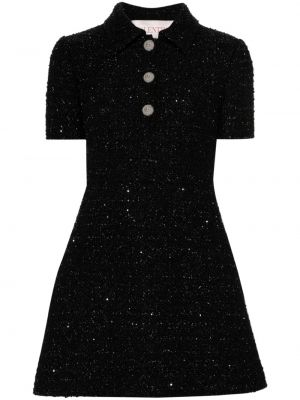 Koktejl obleka iz tvida Valentino Garavani črna