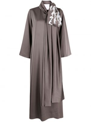 Сатенена вечерна рокля с пайети Shatha Essa сиво