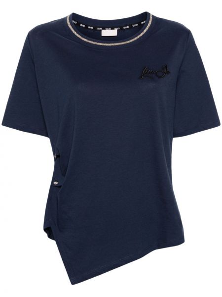 Kokvilnas t-krekls ar pogām Liu Jo zils