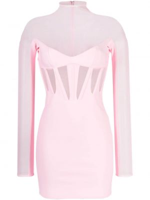 Κοκτέιλ φόρεμα με διαφανεια Mugler ροζ