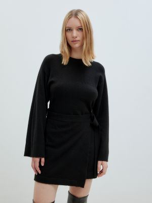 Плетена плетена рокля Edited черно