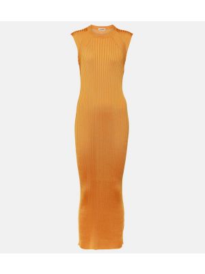 Sukienka midi z dżerseju Jil Sander pomarańczowa