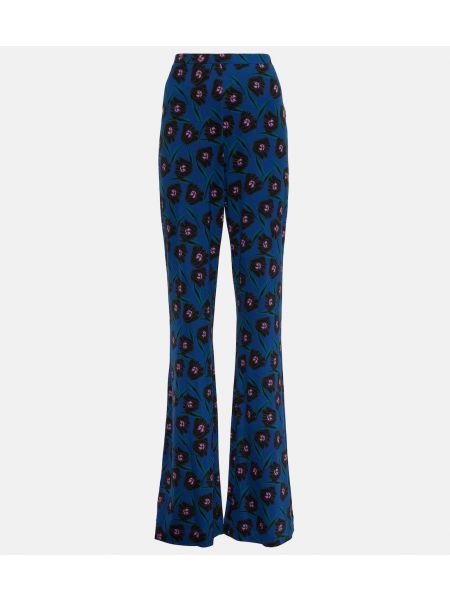 Синие брюки с высокой талией в цветочек с принтом Diane Von Furstenberg