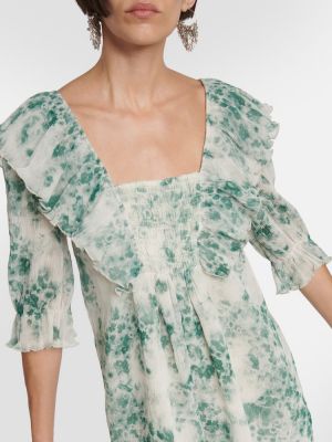 Kleid mit plisseefalten Ganni grün