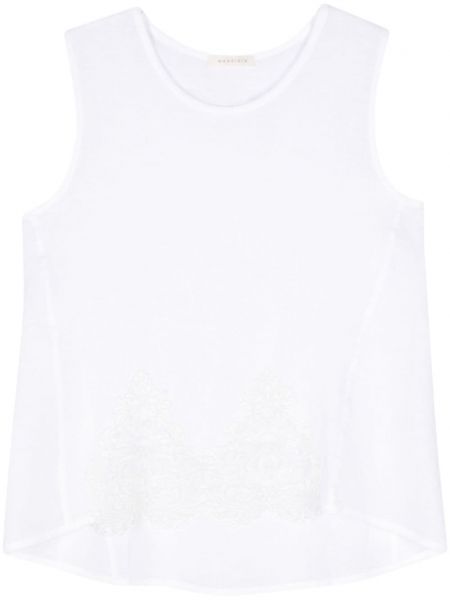 Αμάνικη μπλούζα με δαντέλα Maurizio Mykonos λευκό