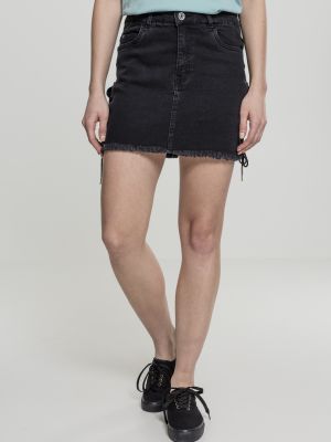 Nėriniuotas džinsinis sijonas su raišteliais Uc Ladies juoda