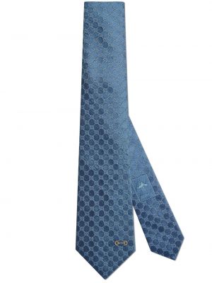 Cravatta con stampa Gucci blu
