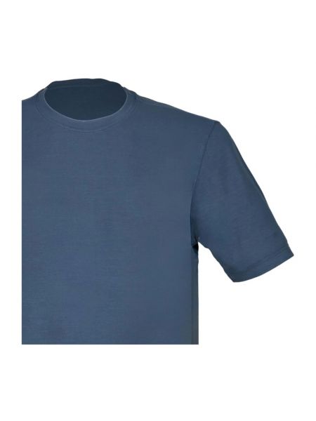 Koszulka bawełniana z krepy Gran Sasso niebieska