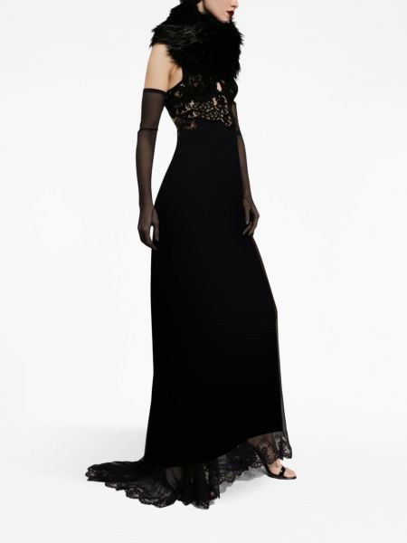 Krajkové hedvábné šaty Dolce & Gabbana černé