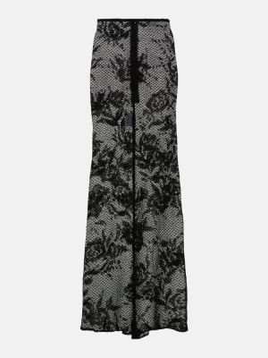 Květinové dlouhá sukně se síťovinou Alaã¯a černé
