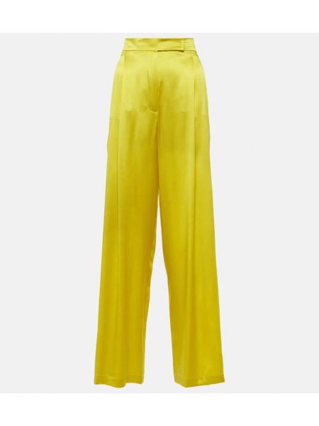 Hedvábné kalhoty relaxed fit Max Mara žluté