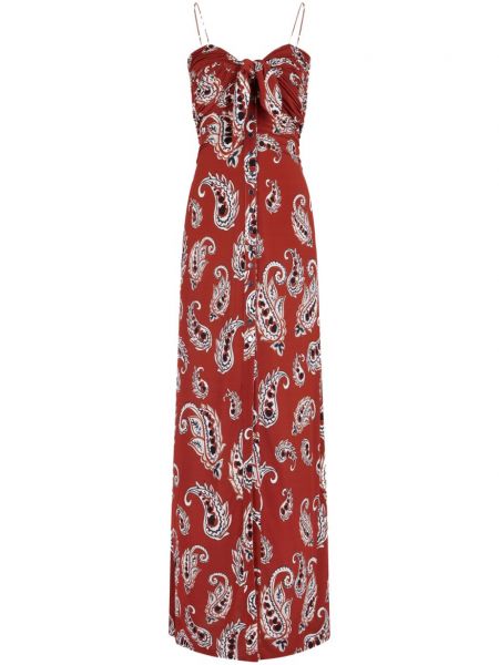 Φόρεμα με τιράντες με σχέδιο paisley Rabanne κόκκινο