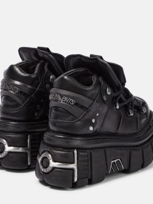 Sneakersy skórzane na platformie Vetements czarne
