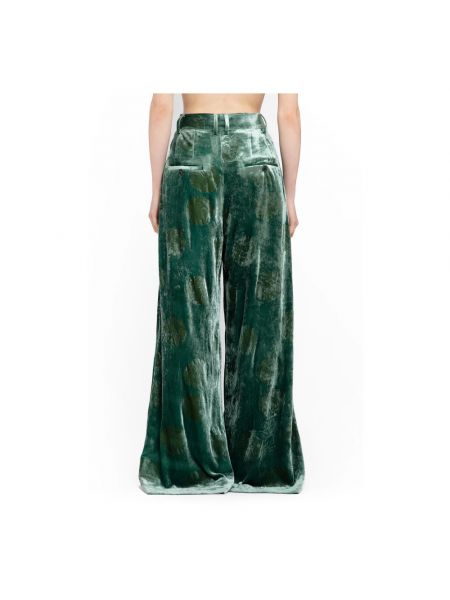 Pantalones de terciopelo‏‏‎ de tejido jacquard Uma Wang verde