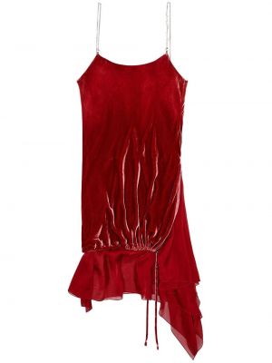 Ασύμμετρη βελούδινη κοκτέιλ φόρεμα Diesel κόκκινο