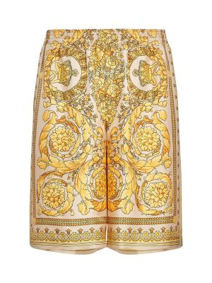 Pantalones cortos de seda con estampado Versace