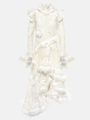 Dlouhé šaty s volány Zimmermann bílé