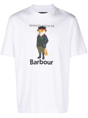 Памучна тениска Barbour бяло