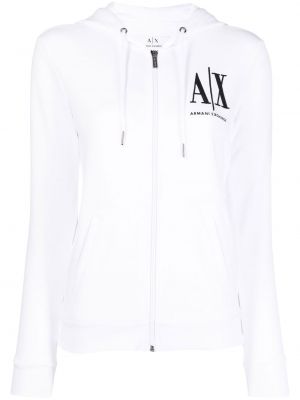 Kapučdžemperis ar apdruku Armani Exchange balts