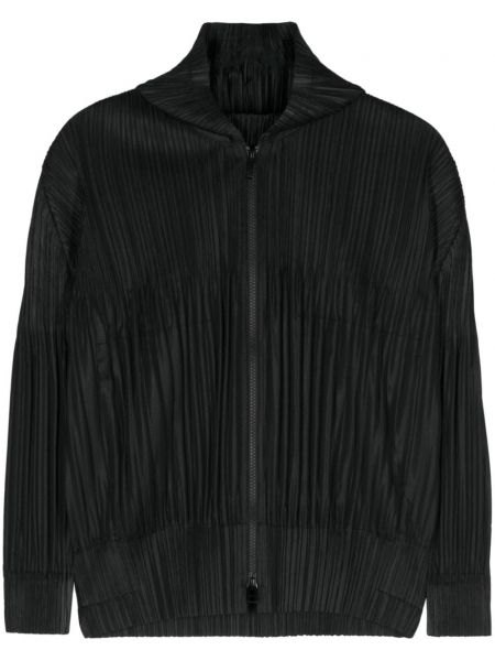 Veste longue à capuche plissé Pleats Please Issey Miyake noir