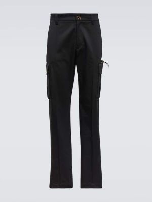 Памучни карго панталони Versace черно