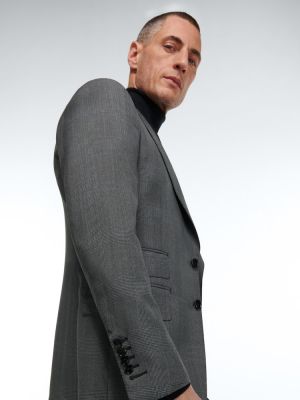 Kostkované vlněné sako Tom Ford šedé