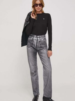 Traperice visoki struk Calvin Klein Jeans siva