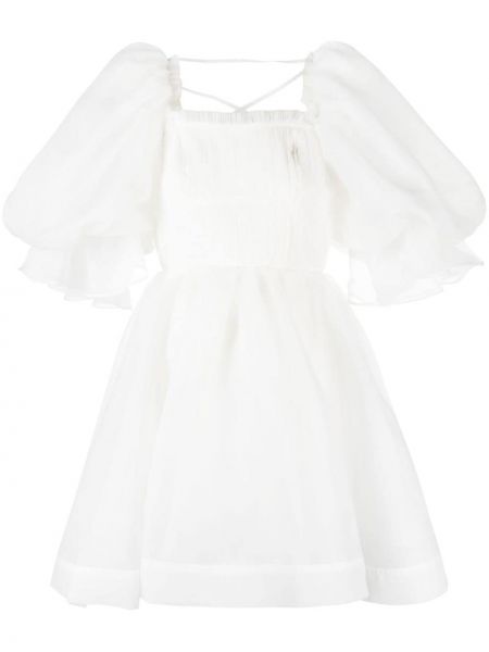 Csipkés pamut fűzős mini ruha Aje - fehér