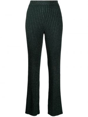 Pletené viskózové zvonové kalhoty z nylonu Galvan - zelená
