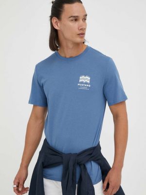Тениска с дълъг ръкав с принт Mustang синьо