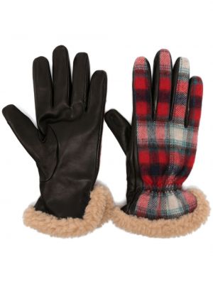 Pletene rokavice s karirastim vzorcem Dsquared2 črna