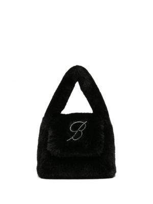 Τσάντα shopper με γούνα Blumarine μαύρο