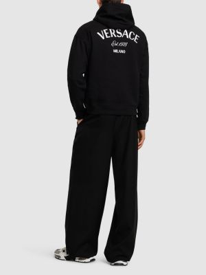 Medvilninis džemperis su gobtuvu Versace juoda