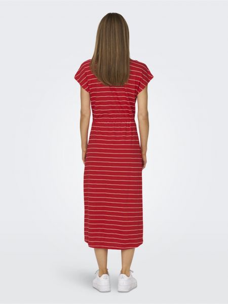 Pruhované midi šaty Only červené