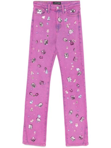 Kristaller skinny fit jean pantolon Loulou pembe