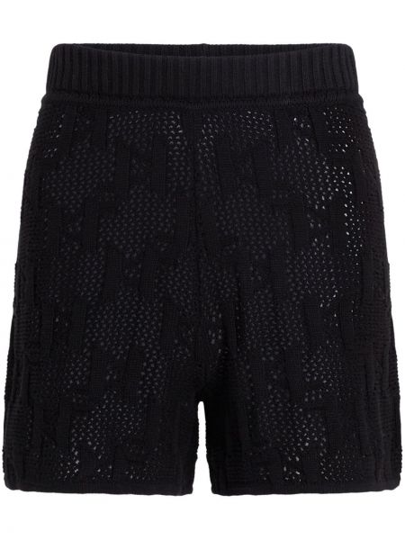 Pletene kratke hlače iz žakarda Karl Lagerfeld črna