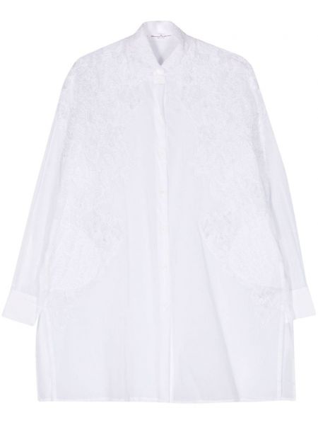 Kvetinová bavlnená košeľa Ermanno Scervino biela