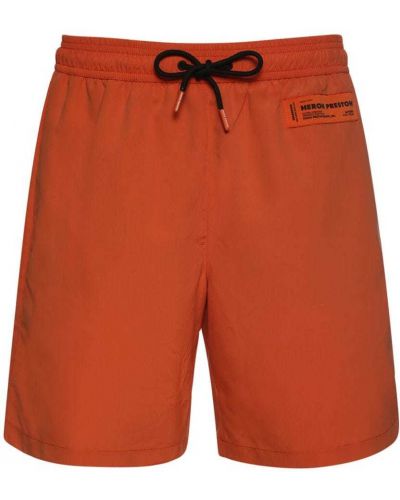 Heron Preston | Hombre Bañador Shorts De Techno Con Logo Naranja M