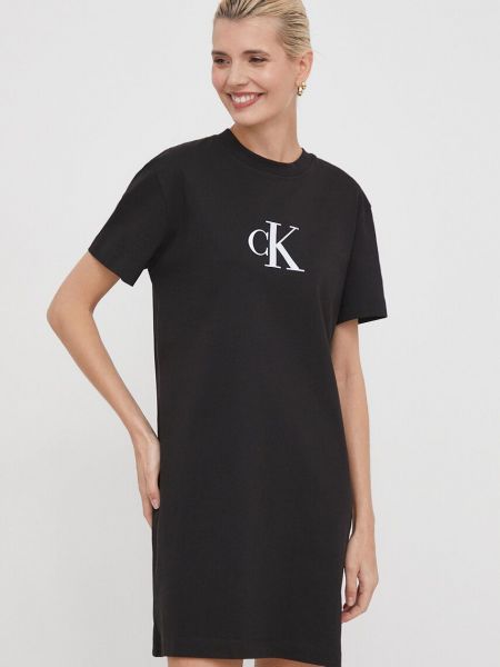 Pamučna mini haljina Calvin Klein Jeans crna