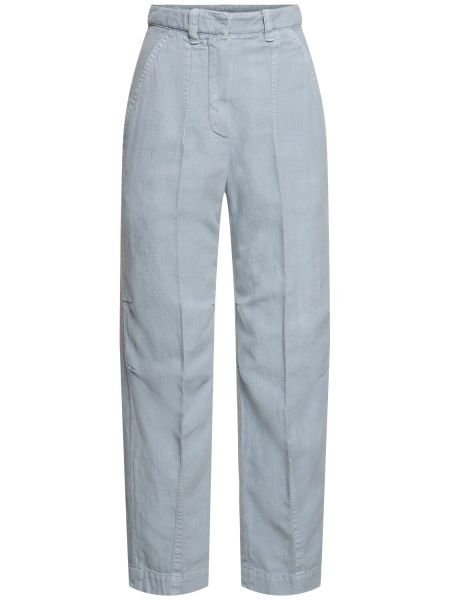Pantaloni di lino di cotone baggy Brunello Cucinelli