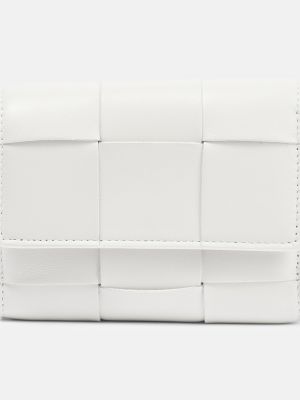 Кожаный кошелек тройного сложения Bottega Veneta белый